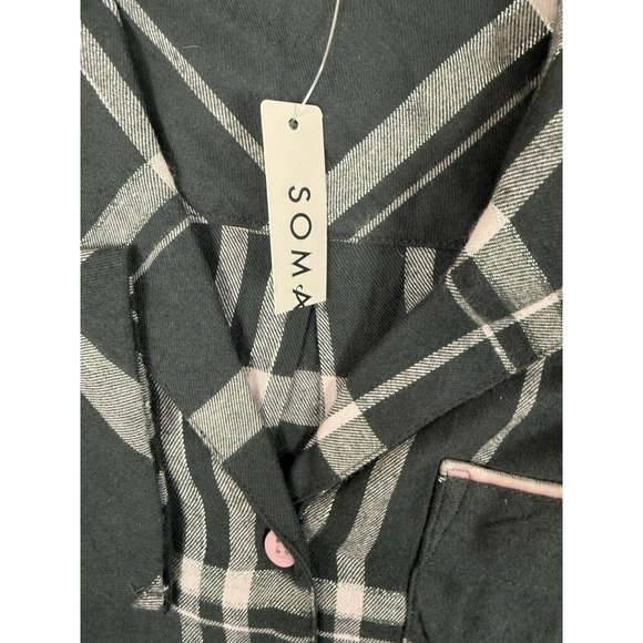 Soma Flannel Long Sleeve Notch Collar Button Up Pajama Top Womens XS Aspen New‎ - Picture 5 of 8